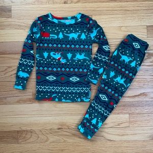 Super soft fair-isle dinosaur holiday pajamas